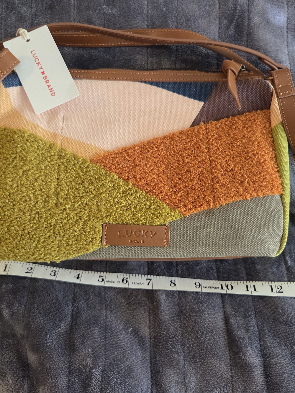 Lucky Brand Colorblock Textured Crossbody Bag - Orange & Olive
